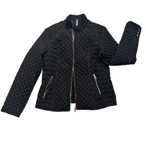 BELLIVERA ~ Black Quilted Bomber Jacket w/Plush Lining and Pockets size M/ML
